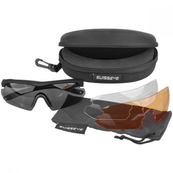 Swiss Eye Nighthawk Sonnenbrille mit Gläsern in Smoke + Orange + Klar / Gummigestell in Schwarz