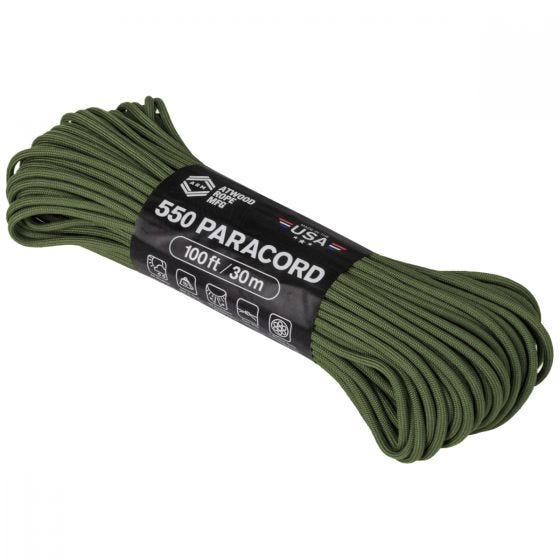Atwood Rope 100ft 550 Paracord Olive Drab