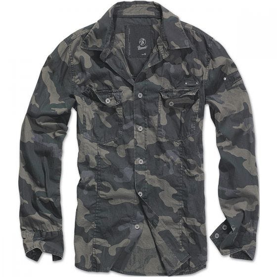 Brandit SlimFit Hemd Dark Camo