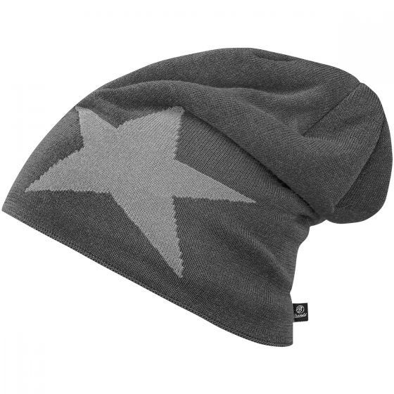 Brandit Star Cap Beanie-Mütze mit Stern Anthracite Melange