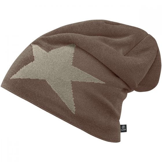 Brandit Star Cap Beanie-Mütze mit Stern Taupe