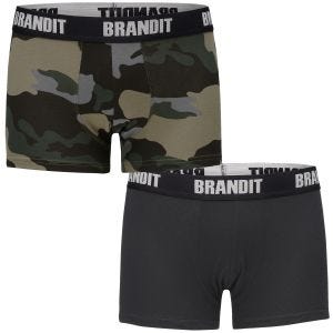 Brandit Boxershorts mit Logo 2er-Pack Dark Camo / Schwarz
