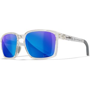 Wiley X WX Alfa Brille - Captivate Polarized Blau Mirror Lenses / Gloss Clear Crystal Frame