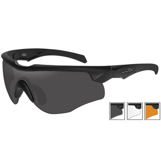 Wiley X WX Rogue Comm Schutzbrille - Gläser in Smoke Grey + Transparent + Light Rust / Gestell in Mattschwarz