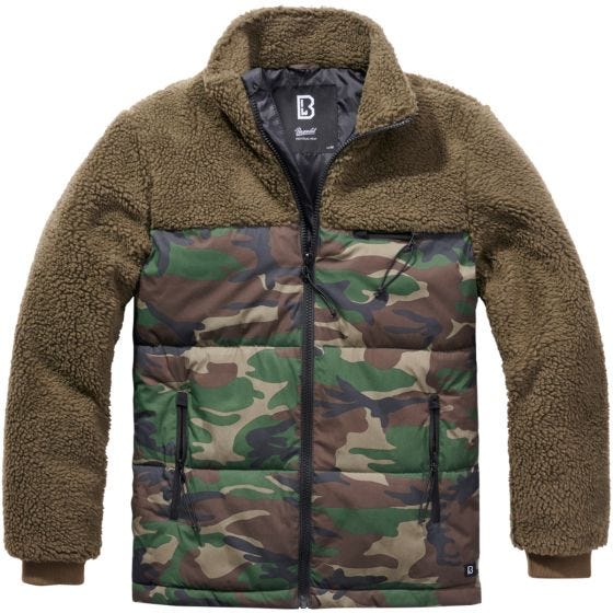 Brandit Jackson Teddyfleece Jacke - Olivgrün/Woodland
