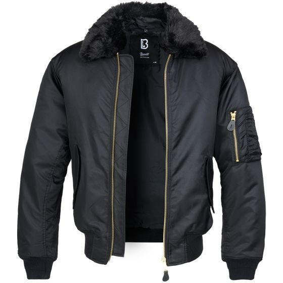 Brandit MA2 Jacke mit Fellkragen - Schwarz