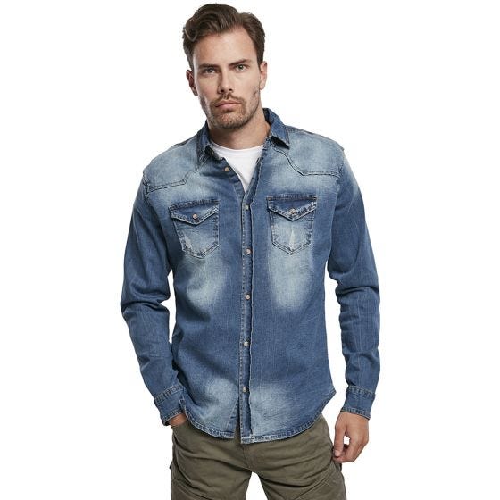 Brandit Riley Jeanshemd Denim Blue