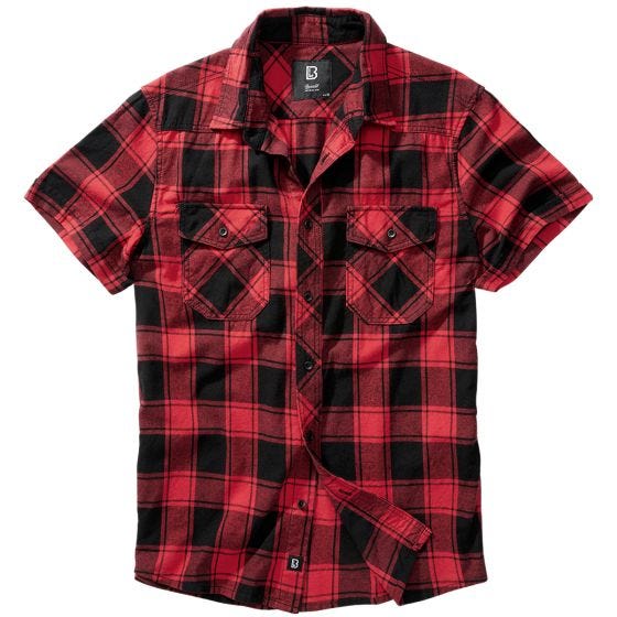 Brandit Half Sleeve Check Kurzarmhemd - Rot/Schwarz