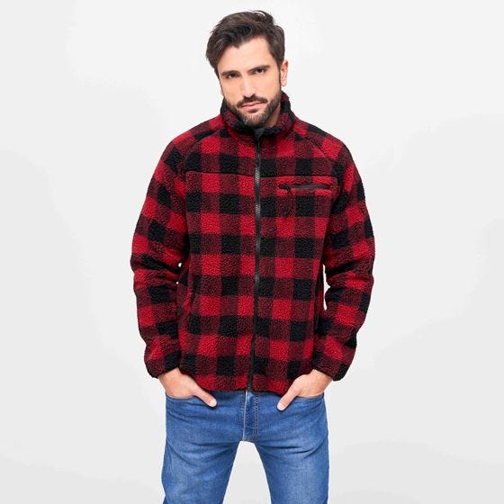 Brandit Teddyfleece Jacke - Rot/Schwarz