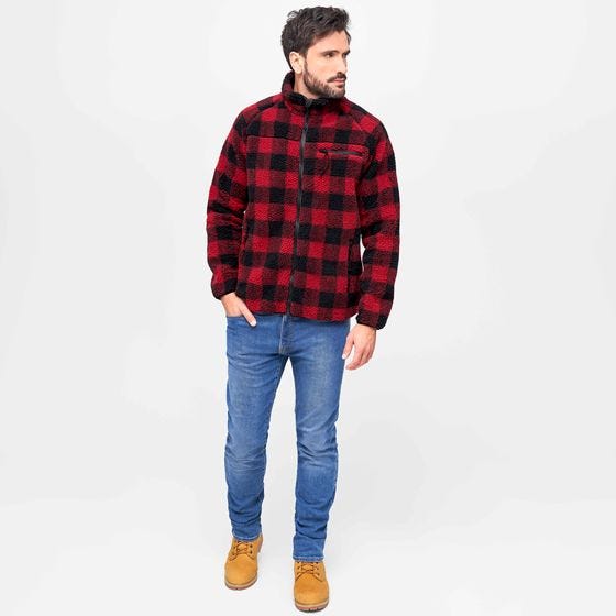 Brandit Teddyfleece Jacke - Rot/Schwarz