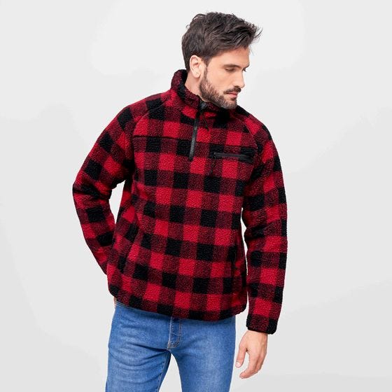 Brandit Teddyfleece Troyer Jacke - Rot/Schwarz