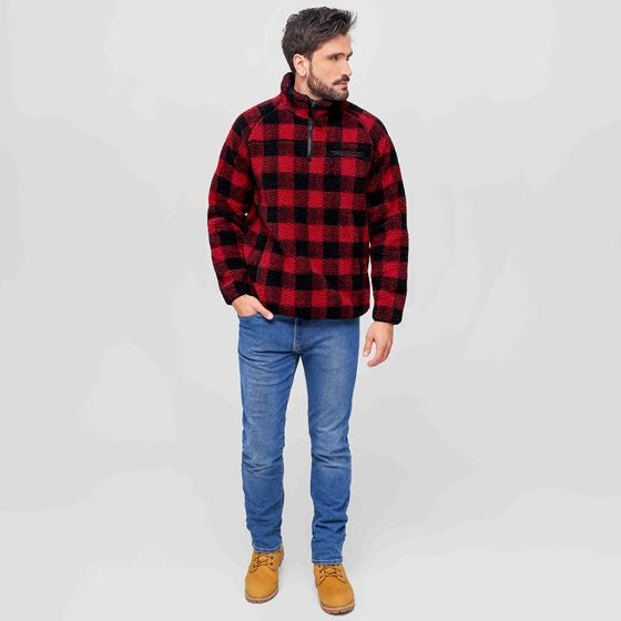 Brandit Teddyfleece Troyer Jacke - Rot/Schwarz