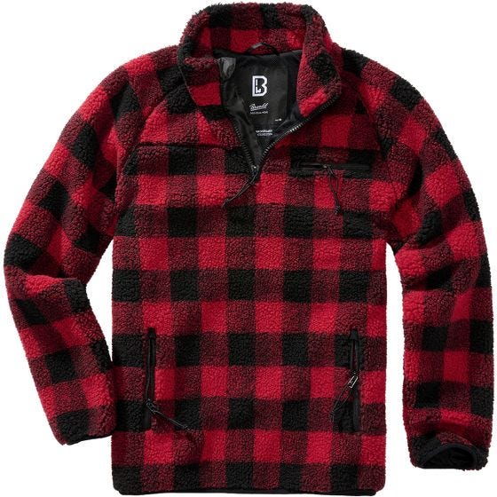 Brandit Teddyfleece Troyer Jacke - Rot/Schwarz