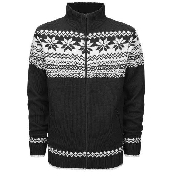 Brandit Cardigan Norweger Pullover - Schwarz