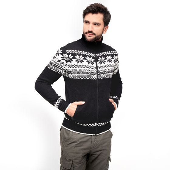 Brandit Cardigan Norweger Pullover - Schwarz