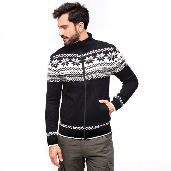 Brandit Cardigan Norweger Pullover - Schwarz