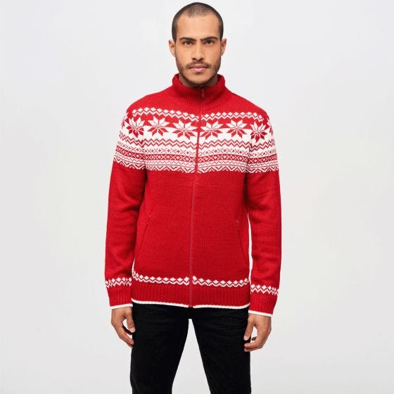 Brandit Cardigan Norweger Pullover - Rot