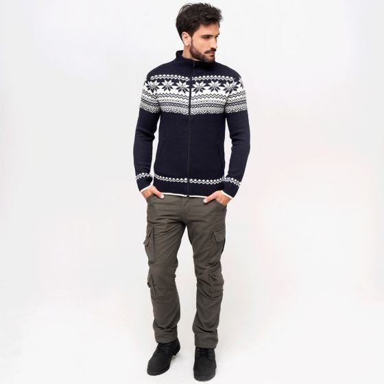 Brandit Cardigan Norweger Pullover - Navy