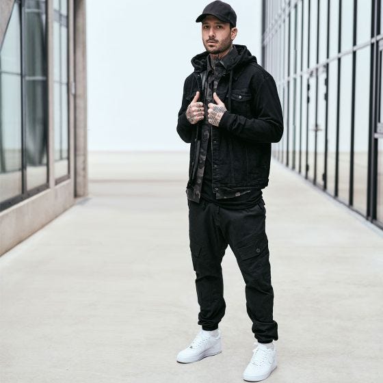 Brandit  Denim Sweat Cradock Jacke - Schwarz/Schwarz