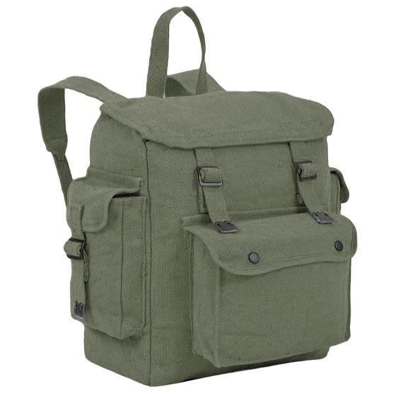 Highlander Stoff-Rucksack mit Taschen Groß Olivgrün