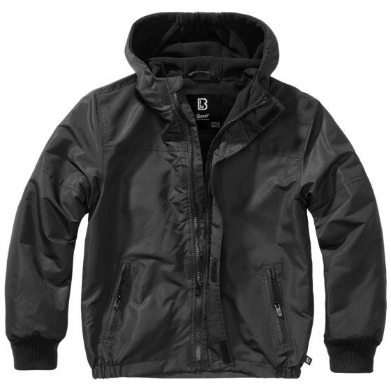 Brandit Kinder Windbreaker Front Zip Jacke - Schwarz