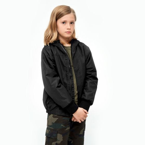 Brandit Kinder Windbreaker Front Zip Jacke - Schwarz