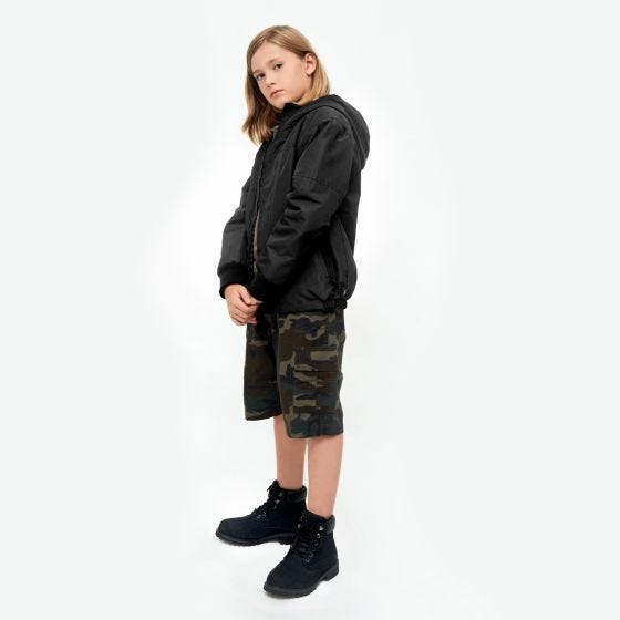 Brandit Kinder Windbreaker Front Zip Jacke - Schwarz