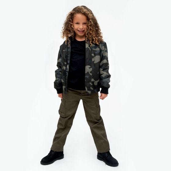 Brandit Kinder Windbreaker Front Zip Jacke - Dark Camo