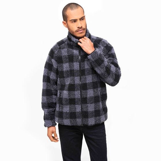 Brandit Teddyfleece Jacke - Schwarz/Grau