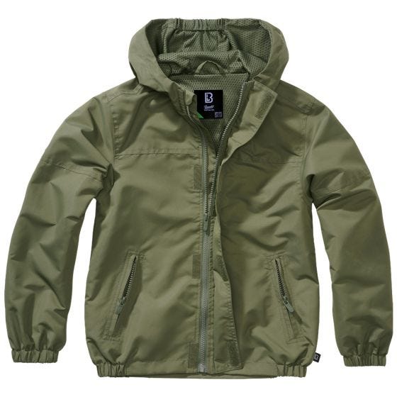 Brandit Kinder Summer Windbreaker Front Zip Jacke - Olivgrün