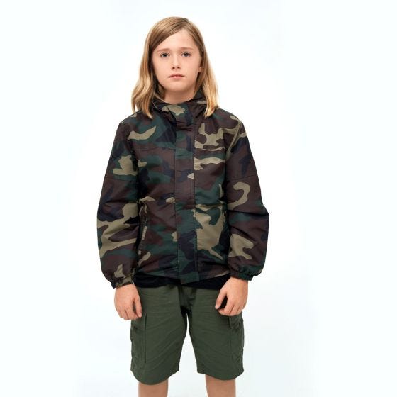Brandit Kinder Summer Windbreaker Front Zip Jacke - Woodland