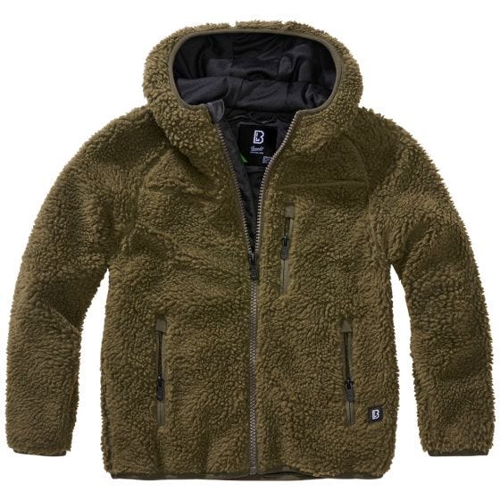 Brandit Kinder Teddyfleece Kapuzenjacke - Olivgrün