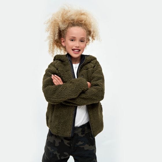 Brandit Kinder Teddyfleece Kapuzenjacke - Olivgrün