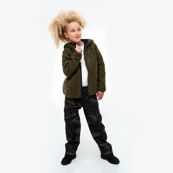 Brandit Kinder Teddyfleece Kapuzenjacke - Olivgrün