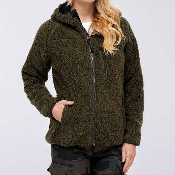 Brandit Damen Teddyfleece Jacke - Olivgrün