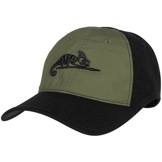 Helikon Logo Mütze Polybaumwolle Ripstop - Schwarz/Olivgrün