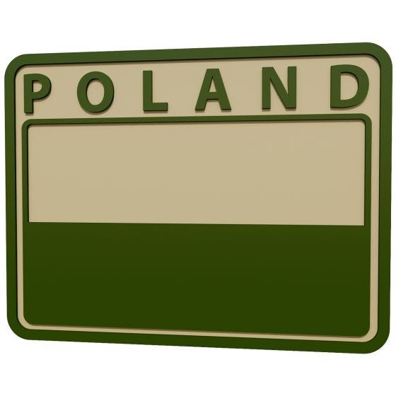 Helikon Patch Polnische Flagge mit POLAND-Schriftzug in gedämpfter Farbe Khaki 2 Stück