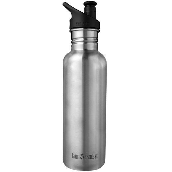 Klean Kanteen Classic 800 ml Trinkflasche mit Sport Cap 3.0 Brushed Stainless