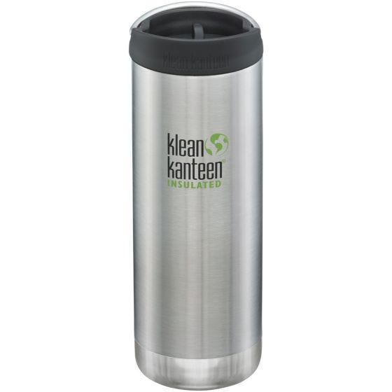 Klean Kanteen TKWide 473 ml Isolierte Trinkflasche mit Café Cap Brushed Stainless
