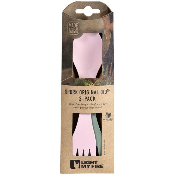 Light My Fire Spork Original Bio 2 Pack - Sandy Green/Dusty Pink