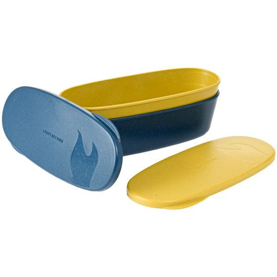 Light My Fire SnapBox Oval Bio Lunch-Box 2 Pack - Musty Yellow/Hazy Blue