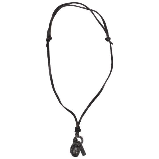 MFH Hand Grenade Necklace Leather Braun