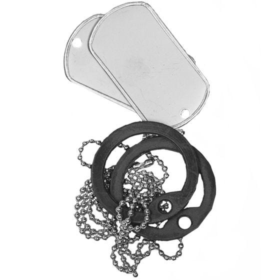 Mil-Tec US Original Dog Tag Poliertes Erkennungsmarken-Set mit Gummiring