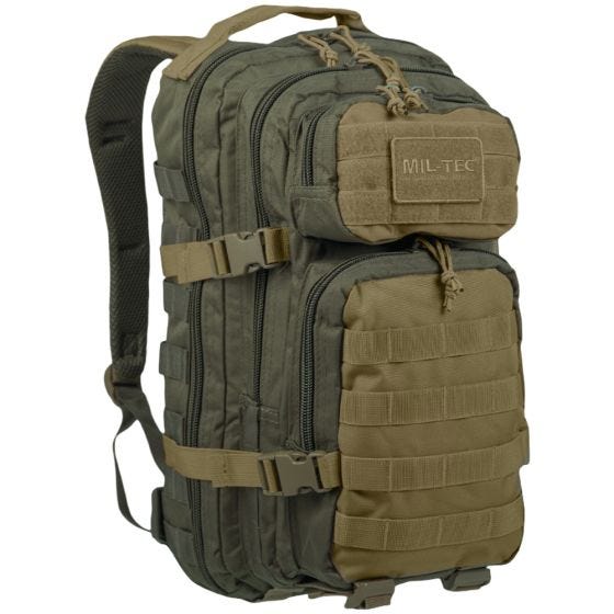Mil-Tec US Assault Pack Small Einsatzrucksack mit MOLLE-Befestigungssystem Ranger Green/Coyote