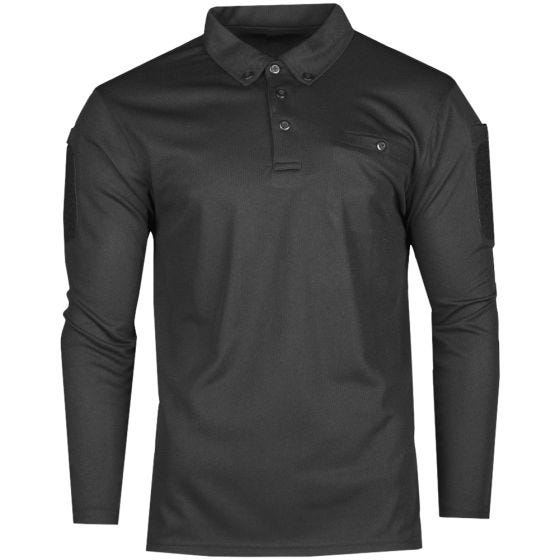 Mil-Tec Taktisches Langarm-Polo-Shirt schnelltrocknend Schwarz