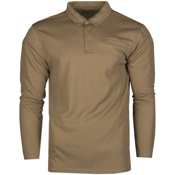 Mil-Tec Taktisches Langarm-Polo-Shirt schnelltrocknend Dark Coyote