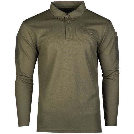 Mil-Tec Taktisches Langarm-Polo-Shirt schnelltrocknend Olivgrün