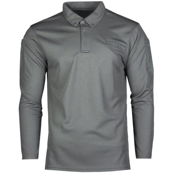 Mil-Tec Taktisches Langarm-Polo-Shirt schnelltrocknend Urban Grey