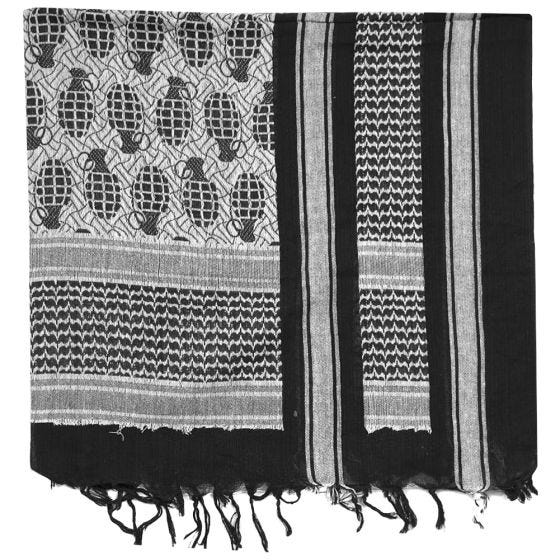 Mil-Tec Shemagh-Tuch mit Handgranaten-Motiven Schwarz / Weiß