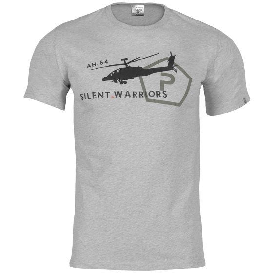 Pentagon T-Shirt mit Helikopter-Motiv ringgesponnen Melange